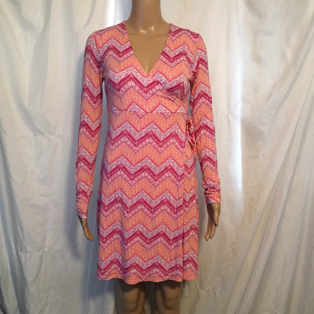 Dakini XS Pink Orange Long Sleeve V Neck
